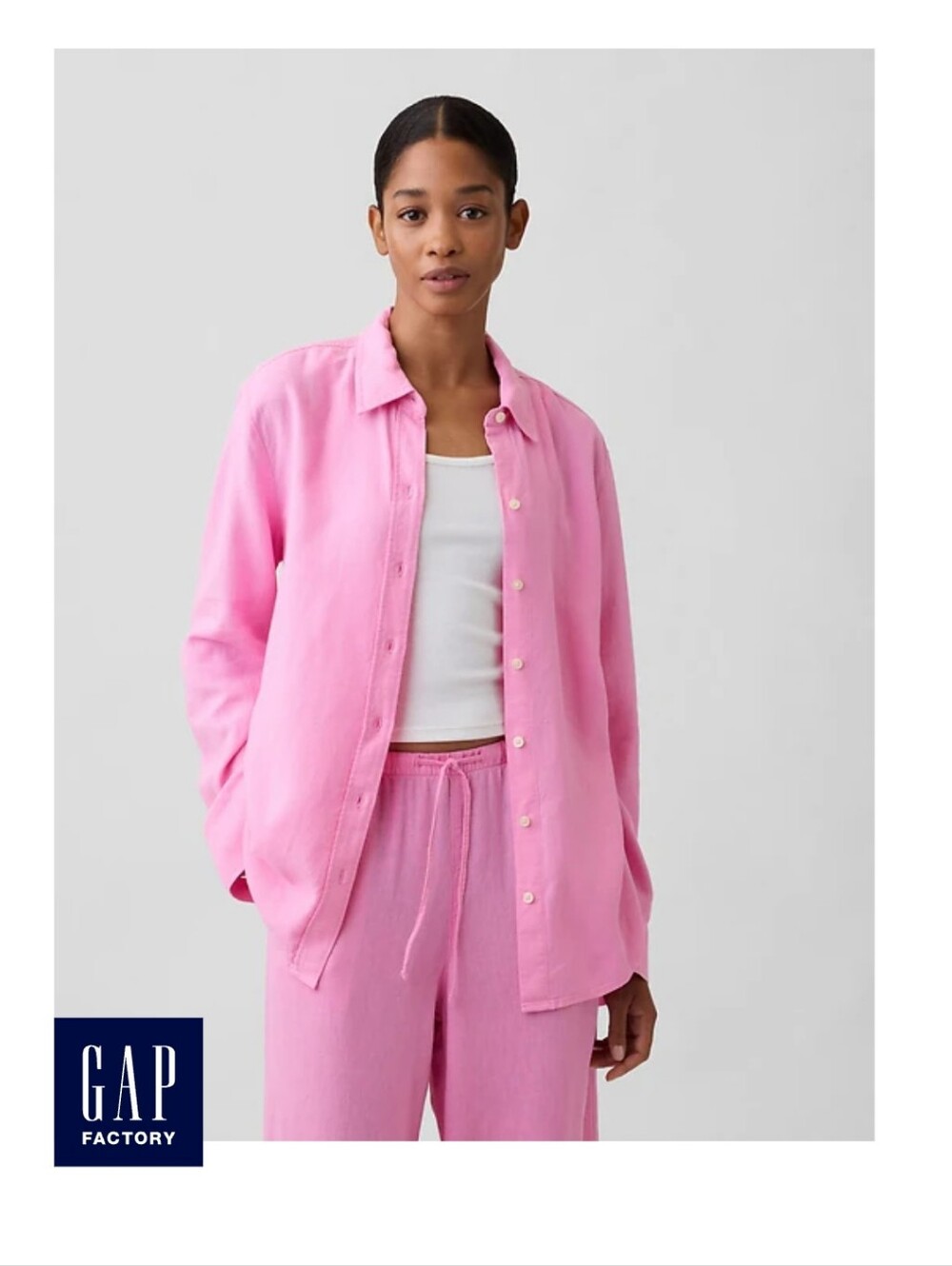 GAP Factory Pink Relaxed Button-Up Shirt